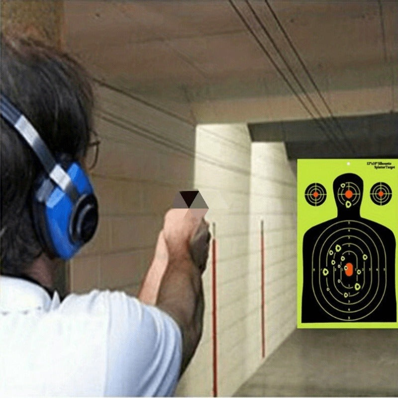 Splatter Shooting Targets Human Silhouette 20 Pack – Reactive Glow Fluorescent Paper Range Targets for Pistol