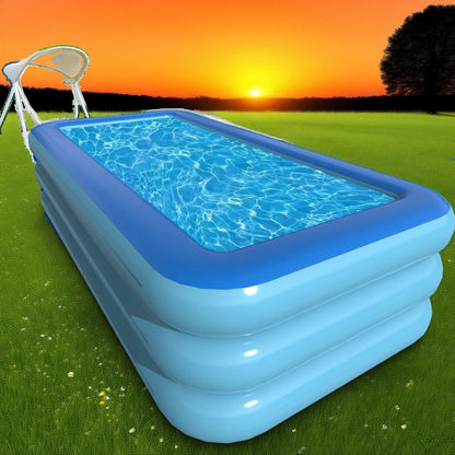 Inflatable Pool XL Extra Large Backyard Swimming Pool 3-Chamber Thick PVC Family Pool for Adults Kids Summer Outdoor Fun Multiple Sizes