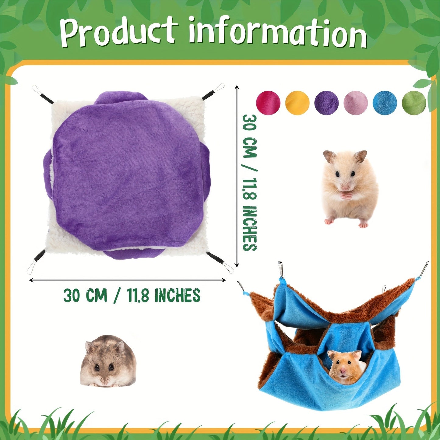 Small Animal Hammock 6pcs 3-Layer Hanging Cage Bed for Ferret Guinea Pig Rat Squirrel Chinchilla, Pet Cage Accessories Sleeping Playing