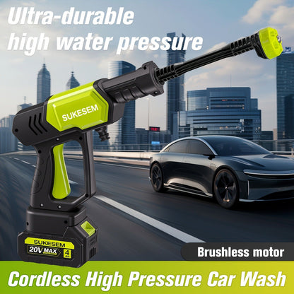 Cordless Pressure Washer Battery Powered Portable Car Wash Gun High Pressure Cleaner for Cars Yards for Garden, Patio and Yard Use