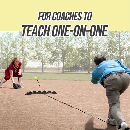 28.7-Inch Baseball Fielding Trainer with Seven Bounce Nodes and Three Metal Ground Stakes Pictured