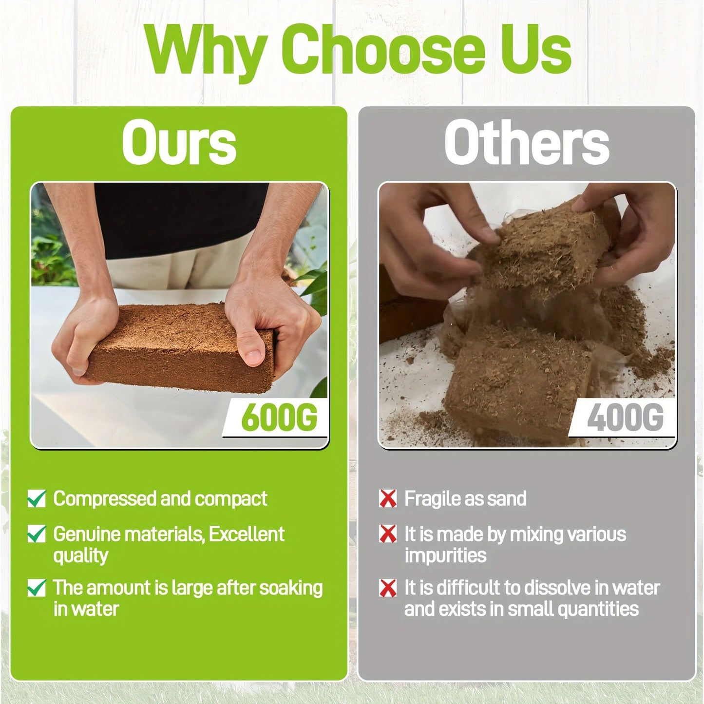 Coco Coir Bricks for Plants 1.32 LB Each Low EC pH Balanced