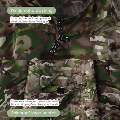 Waterproof Rain Poncho Digital Camouflage – Lightweight Polyester Raincoat for Hiking Camping Mountain Climbing Outdoor Sports