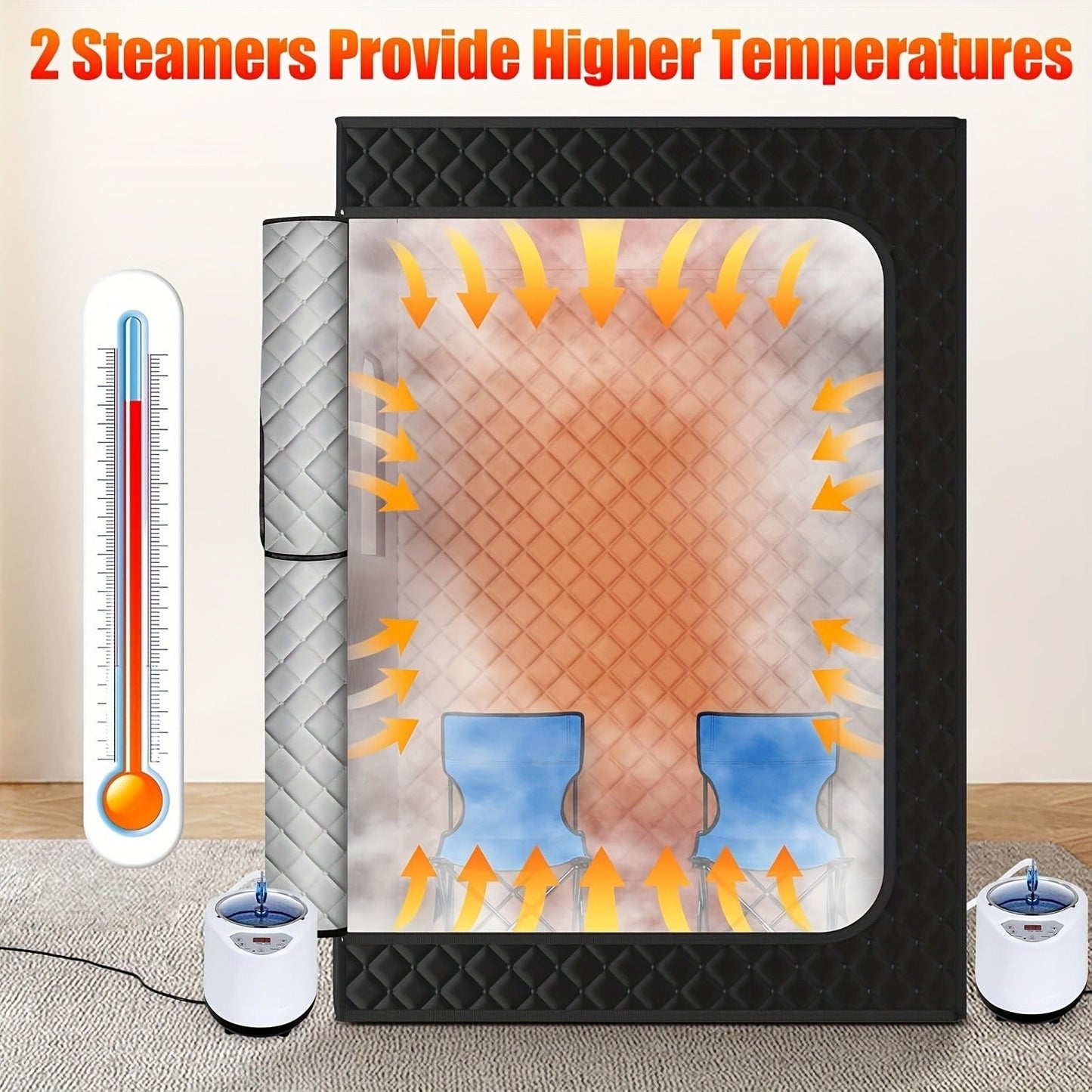 Double Person Sauna Tent 71x49x36in Extra Large 2-Person Steam Sauna Box for Home with 2 Steamers