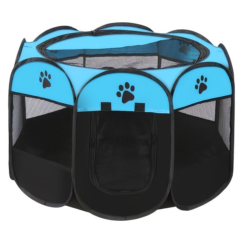 Foldable Octagonal Pet Tent & Playpen – Oxford Cloth Scratch-Resistant Dog Cage & Cat Kennel for Indoor & Outdoor Use