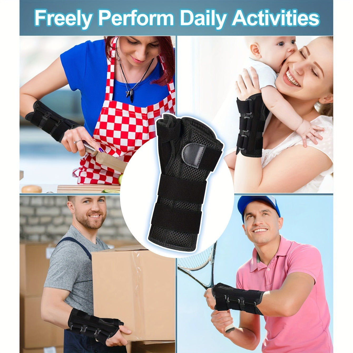 Wrist & Thumb Brace Complete Support Set with Adjustable Shoulder Strap, Night Clip Stabilizer, Wrist Tube & Hand Support
