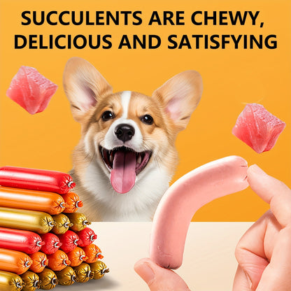 Grain-Free Dog Sausage Treats – Chicken Flavor Ham Sticks, Soft & Easy-Digest Dental Chew Snacks for Puppies & Adult Dogs, No Additives