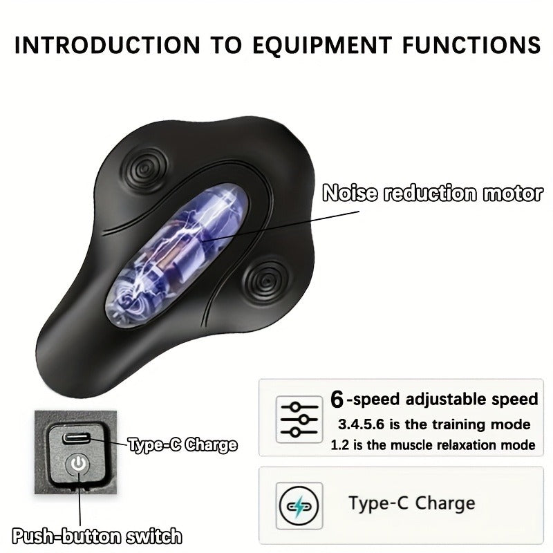 Pelvic Floor Trainer Electric Massage Cushion – 6 Vibration Modes, Wireless Rechargeable, Hip & Leg Muscle Training for Men Women