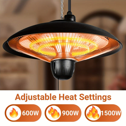 Infrared Patio Heater 1500W Ceiling Mount Electric Outdoor Heater with 3 Heat Settings 600W/900W/1500W