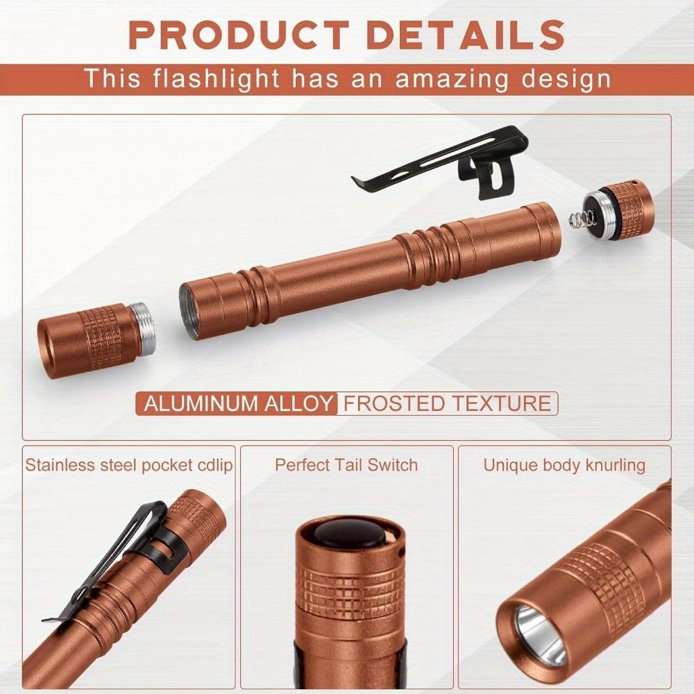 Pen Light Flashlights Bulk Pack with Clip – Mini Slim LED Pocket Torch for Camping, Outdoor, Home & Emergency Use