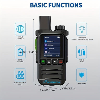 K6 Long Range Walkie Talkies 2 Pack with SIM Cards – 5G Two-Way Radio Set, Ultra-Long Battery Life, Extended Range Two-Way Communication