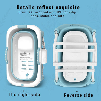 Portable Bathtub for Adults with Insulation Cover & Drainage Pipe, Foldable Hot Tub for Indoor Outdoor Sauna