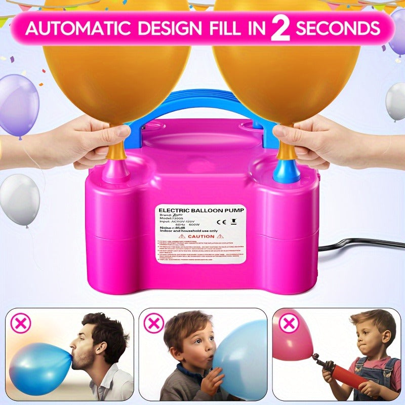 Electric Balloon Pump Double Nozzle 600W – Portable Fast Balloon Blower Inflator for Party Decoration, Birthday, Wedding & Events