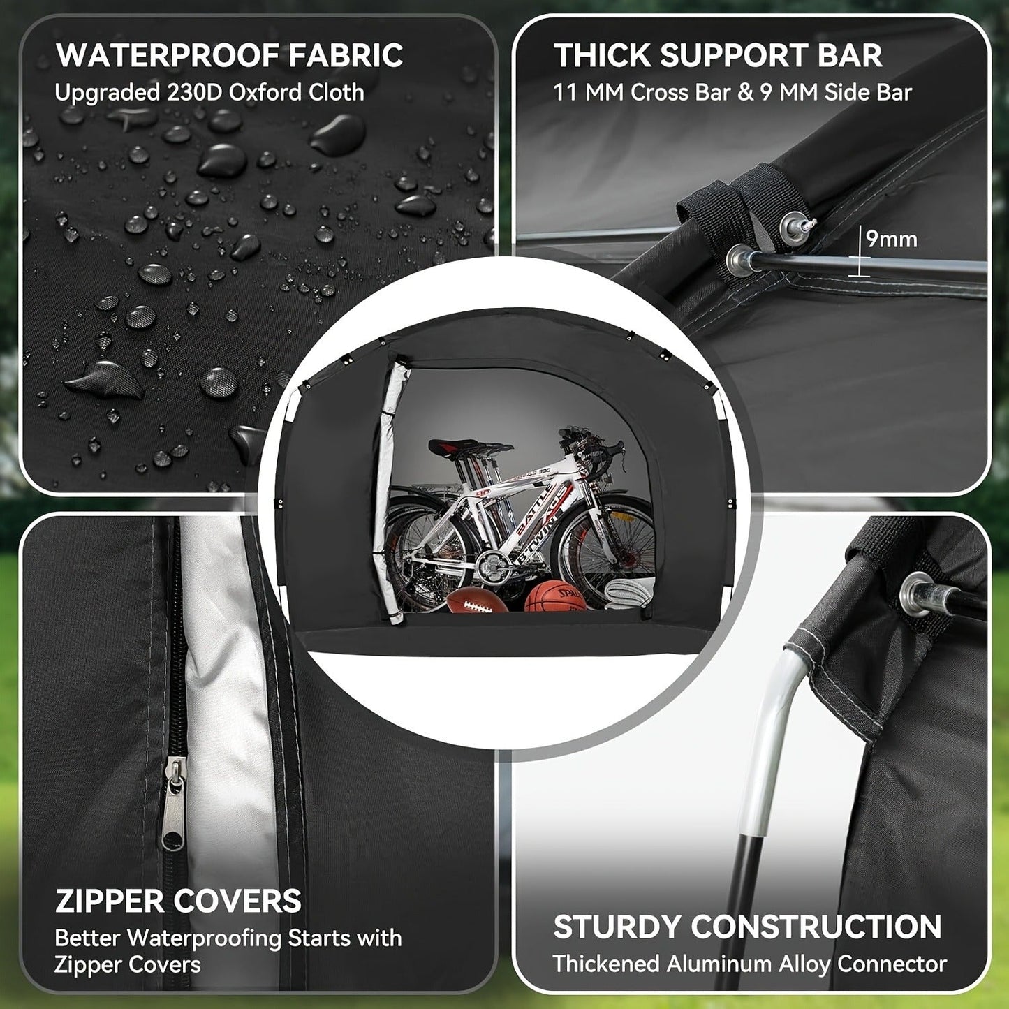 Outdoor Storage Tent Waterproof 230D Oxford Cloth PU4000 Portable Backyard Shed