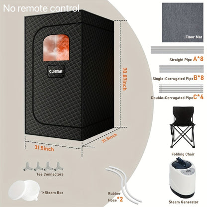 Portable Steam Sauna Box 1200W Full Body Sauna Tent with Folding Chair, 101oz Steam Generator