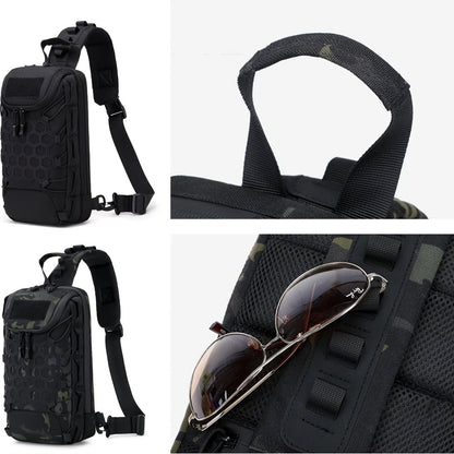 Structured Tactical Shoulder Crossbody Bag with Honeycomb Front Panel in Black or Camouflage Pattern