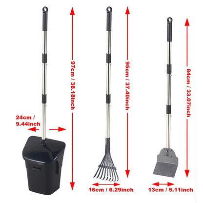 Dog Pooper Scooper with Long Handle & Swivel Bin – Heavy Duty Rake Spade Set, 40 Waste Bags Included, Pet Waste Removal for Yard Grass