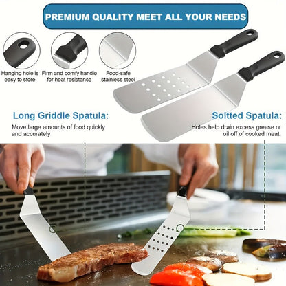 17-, 34- or 41-Piece Teppanyaki BBQ Tool Set with Griddle Spatulas, Press Domes and Carry Bag