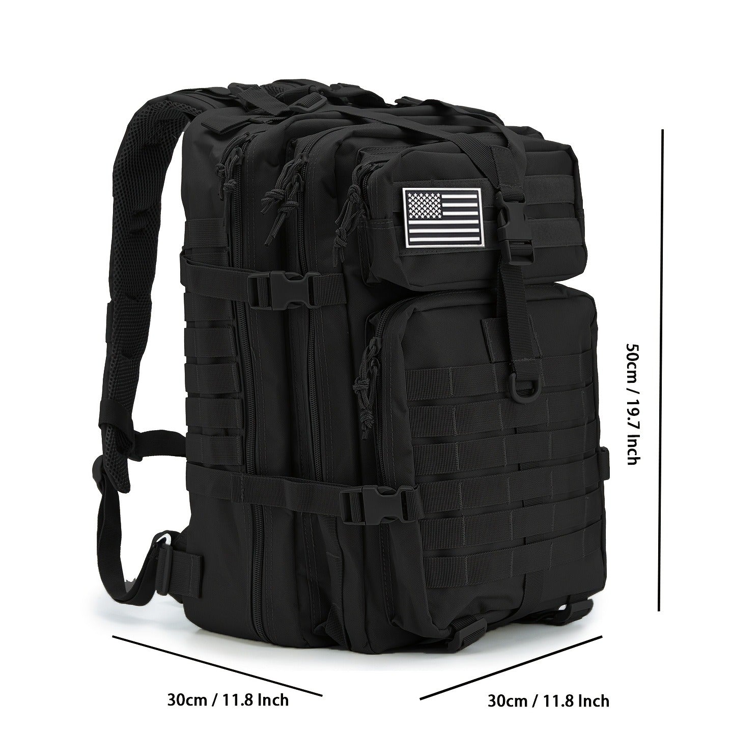 Hunting Rucksack Tactical Hiking Backpack Durable Polyester Multifunctional Camping Backpack with Utility Pocket Zipper Chest Adjustment