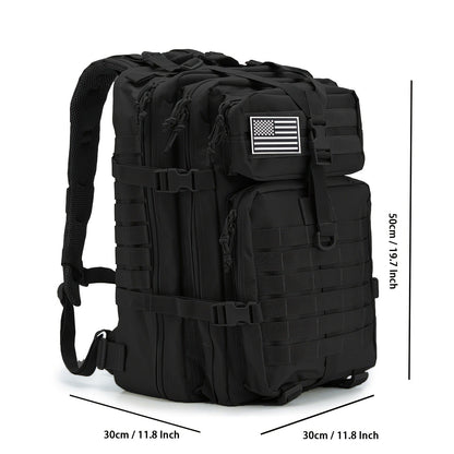 Hunting Rucksack Tactical Hiking Backpack Durable Polyester Multifunctional Camping Backpack with Utility Pocket Zipper Chest Adjustment