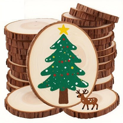 Wood Slices 28 Pcs Natural Log Bark Rounds for Crafts DIY Centerpieces Christmas Ornaments Wreaths Wedding Decor Painting Woodworking