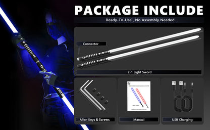 Light Up Dueling Saber 78" with 16 Color Lights & 3 Movie Sounds, 2-in-1 Dark Phantom Sword Single or Double Player