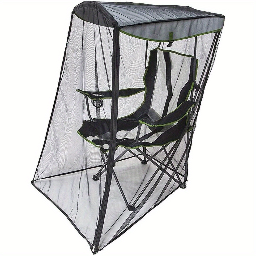 Hanging Chair Mosquito Net with Sunshade Cover – Double Layer Multi-Purpose Insect Protection Net for Patio, Balcony & Poolside – Black