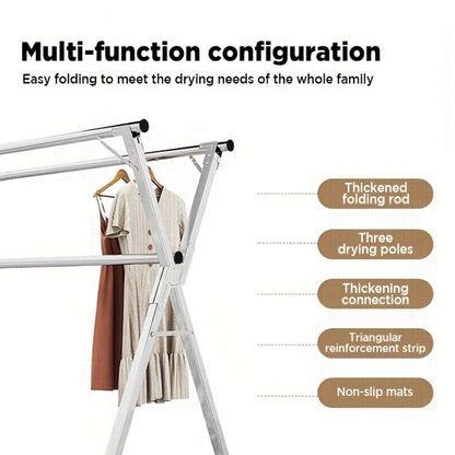 Retractable Stainless Steel Clothes Drying Rack with Dual Rods and 42.52-62.99 or 48.43-78.74-Inch Sizes