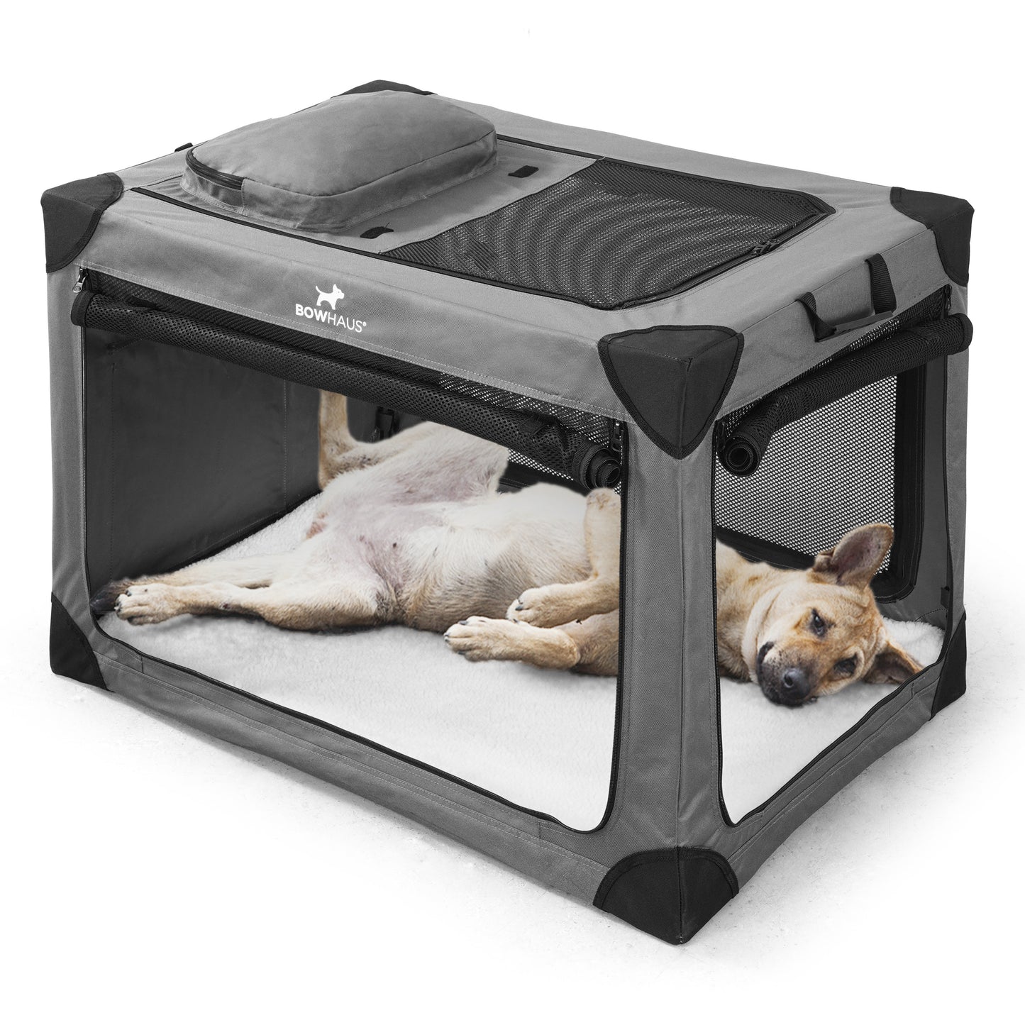 Soft Dog Crate Collapsible 4 Mesh Door – Portable Travel Dog Kennel, 360° Ventilation, 2 Ways to Fold, Indoor Outdoor Car Use