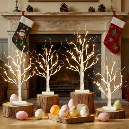 LED Illuminated Birch Tree Decoration, Battery-Powered White Glowing Birch Trees for Wedding, Home