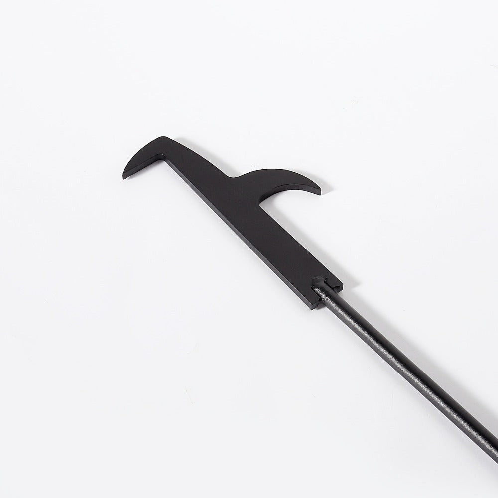 Fire Pit Poker 32 Inch, Wrought Iron Fire Poker Stick with Wooden Handle and Barb Hook, Collapsible Campfire Poker for Fireplace