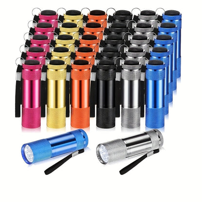 Flashlight 32-Piece Mini LED Bulk Set with Aluminum Bodies, Lanyards and Eight Color Assortments