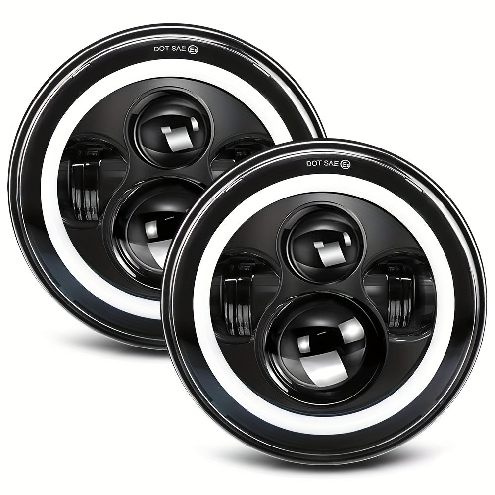 7 Inch Round LED Headlights for Jeep Wrangler JK TJ CJ Colorful DRL Halo Ring Amber Turn Signal High Low Beam
