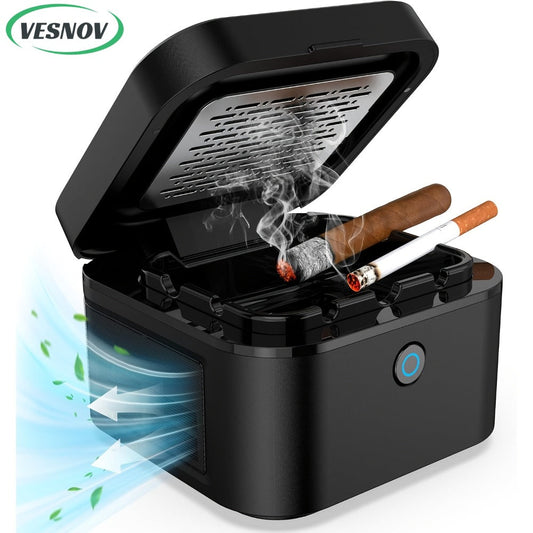 Smokeless Ashtray with HEPA Filter, USB Rechargeable Indoor Ashtray for Home Office Car, 4 Filters Included