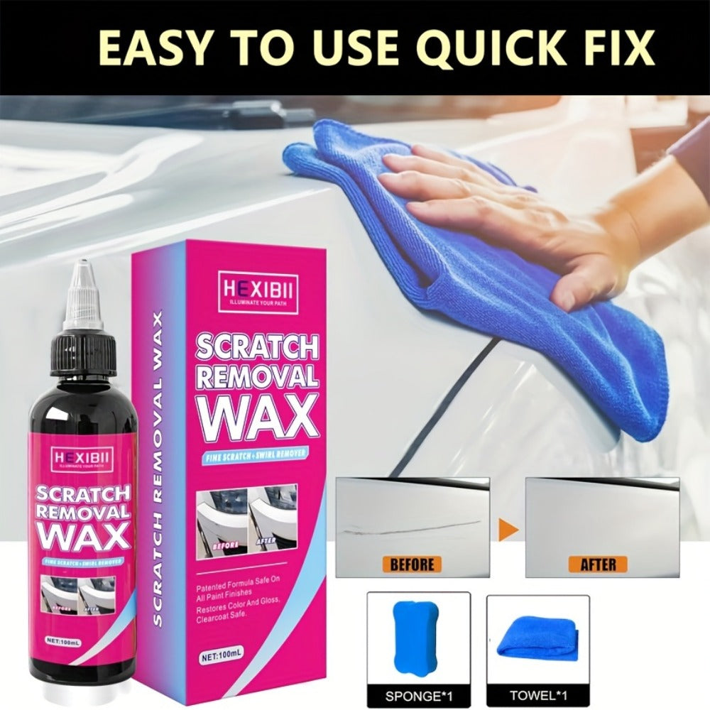 Car Scratch Remover Wax 2-Pack – Liquid Formula for Fine Surface Scratch Repair on Cars, RV, Trucks & Motorcycles