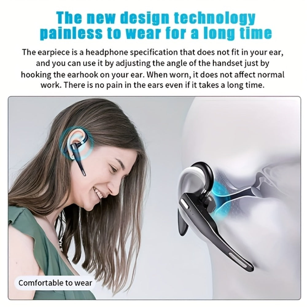 Single Ear Bluetooth Business Earbud with Microphone Call Time 15-Day Standby Rotating for Bedside Audio, Alarms and Room Entertainment