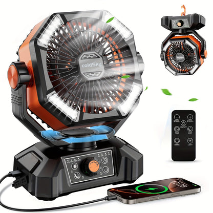 20000mAh-Label Dual-Motor Camping Fan with Eight Speeds, Remote and Three Color Options Pictured