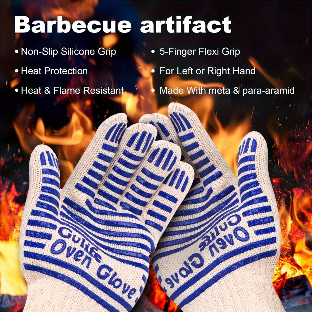 Silicone Oven Mitts with Fingers Heat Resistant Gloves for Cooking Baking BBQ Grilling – Kitchen Oven Gloves 2pcs or 4pcs Set