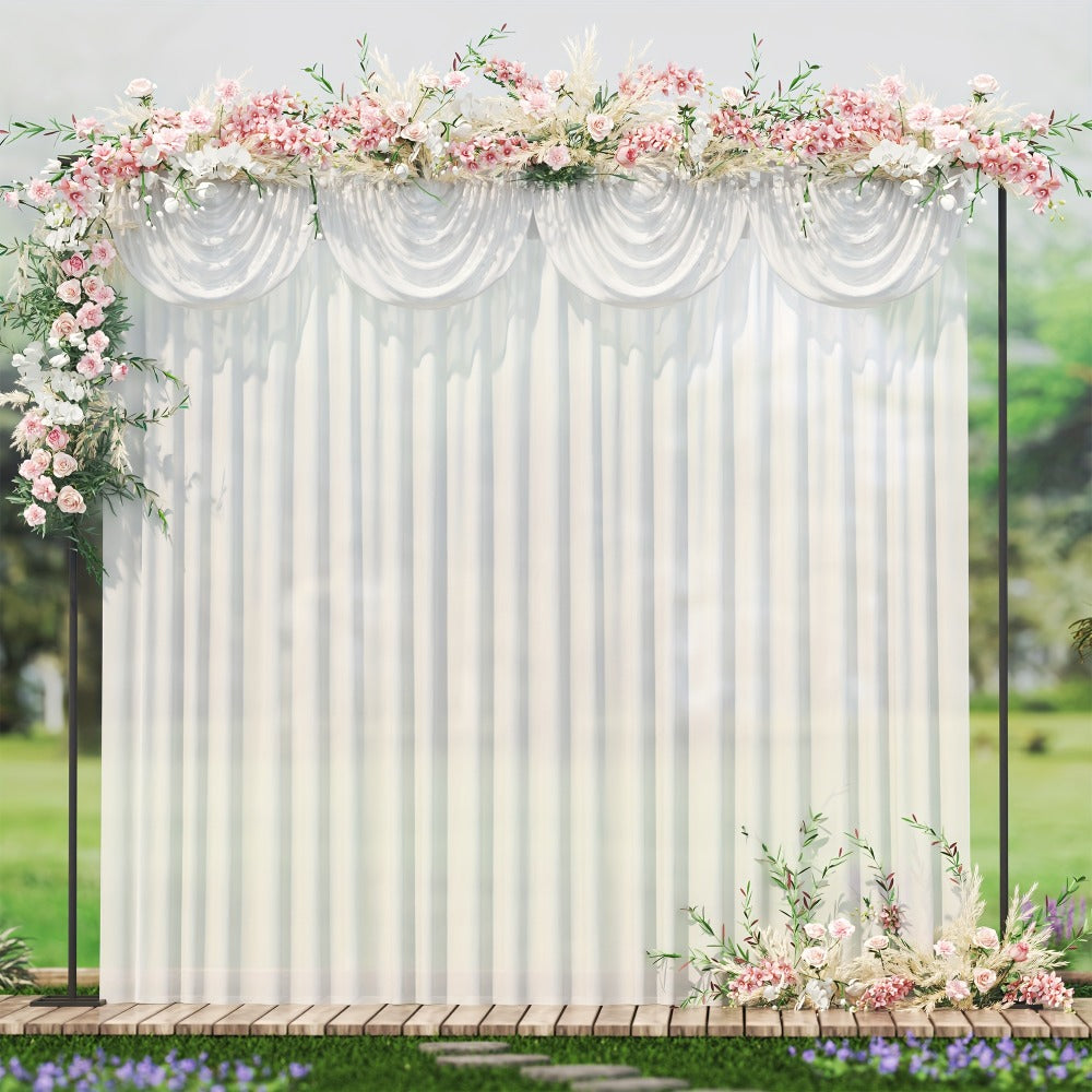 White Silk Wedding Backdrop Curtains 10x10ft – 1 Pack Luxurious Smooth Drapes for Wedding, Birthday, Bridal Shower, Party