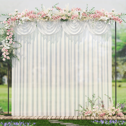White Silk Wedding Backdrop Curtains 10x10ft – 1 Pack Luxurious Smooth Drapes for Wedding, Birthday, Bridal Shower, Party