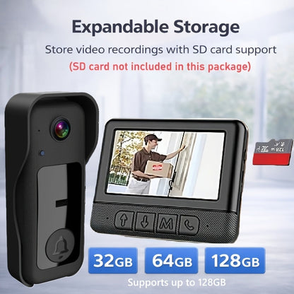 WiFi Video Doorbell with 4.3 Inch Indoor Monitor, Night Vision Two-Way Audio Rechargeable Battery