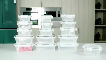Food Storage Containers with Lids, 10- or 40-Piece PP Set with Easy-Snap Lids, Labels and Markers in Two Colors