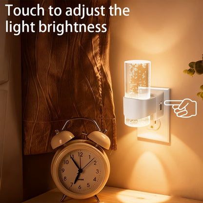 Night Light Plug-In Wall Lamp 2-Pack with 3000K Warm White LED, Touch Dimming and Automatic Light Sensor