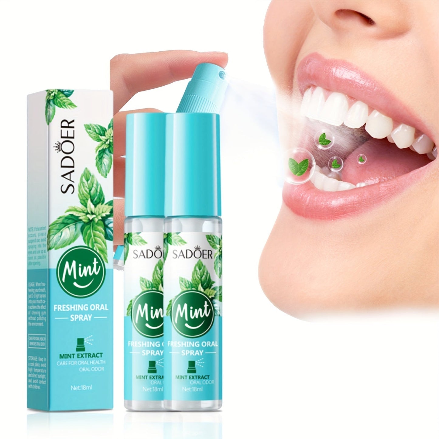 Mint Breath Spray with Tea Tree Essence Portable Oral Freshener, Compact Pocket-Size Mouth Spray