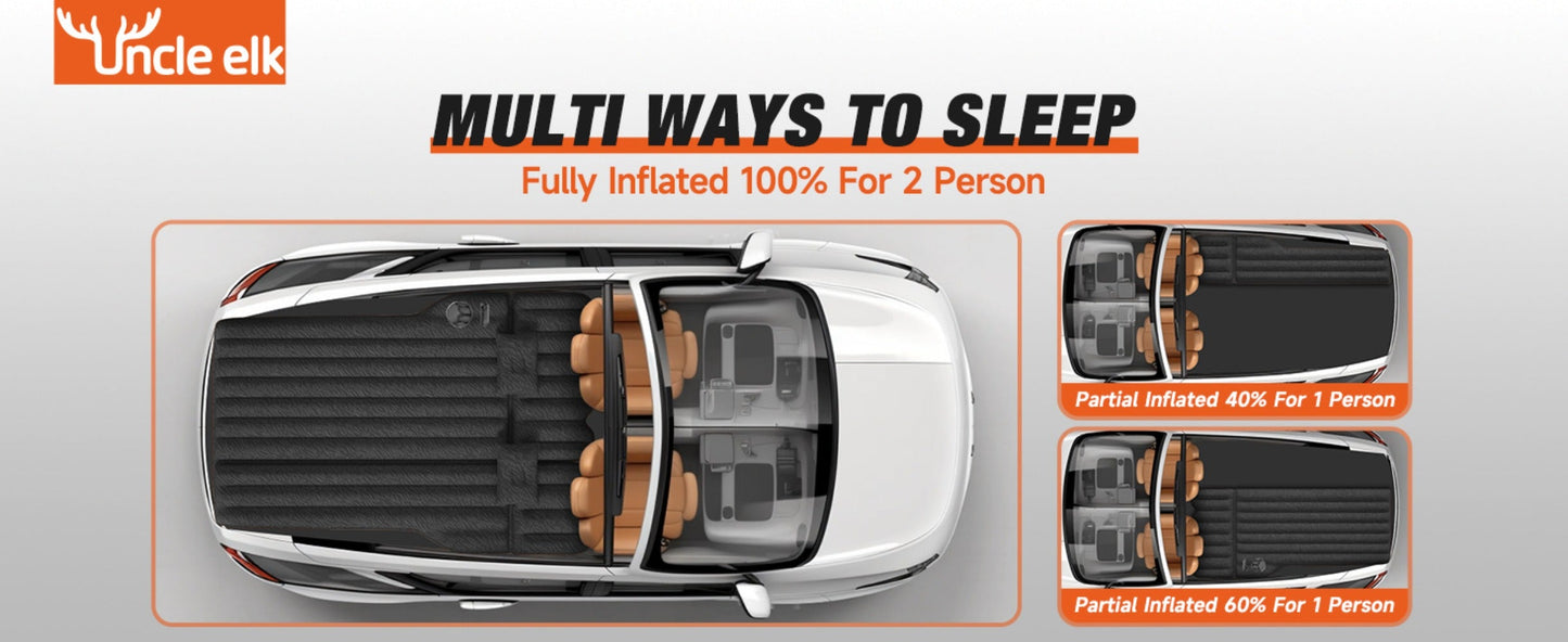 SUV Air Mattress for Camping Inflatable Car Bed with Air Pump 2 Pillows Flocking Surface Portable Sleeping Pad for SUV Backseat Road Trip