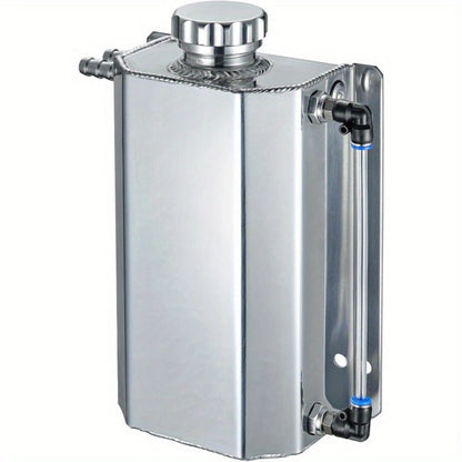 Coolant Overflow Reservoir Tank – 2L Universal Polished Aluminum Expansion Catch Can, Radiator Coolant Recovery Tank for Chevy, GMC