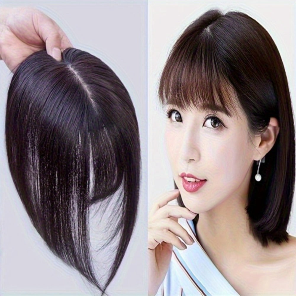 Hair Topper with Bangs for Women Thinning Hair Crown Coverage 10 Inch Lightweight Clip In Top Wig Volume Boost Black Dark Brown Light Brown