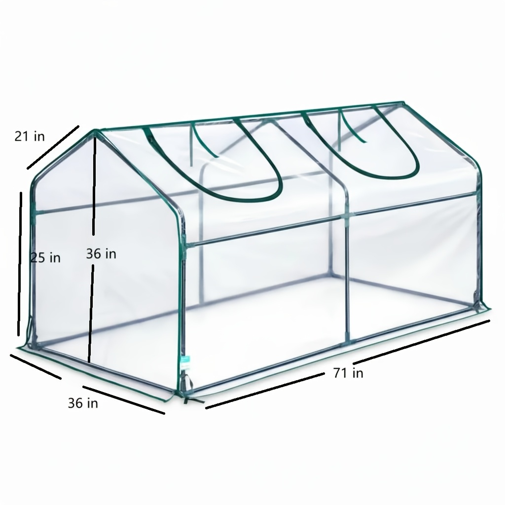 Walk-In Greenhouse Outdoor with Screen Windows, PE Cover, Portable Plant Shelter with Shelving Clips