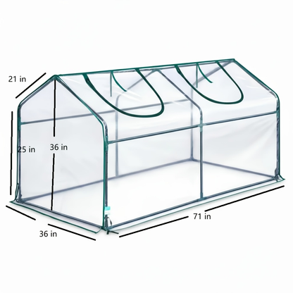 Walk-In Greenhouse Outdoor with Screen Windows, PE Cover, Portable Plant Shelter with Shelving Clips