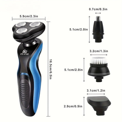 Electric Shaver 4-in-1 Men’s Razor and Beard Trimmer Kit with USB Rechargeable Power for Wet/Dry Use